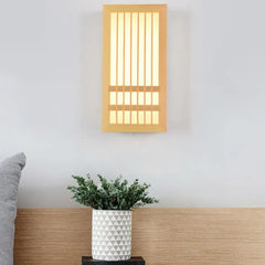 Flush Wall Light For Bedroom Rectangular Ozawa Wood Ip20 Cool White Led