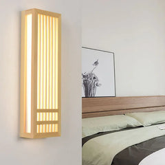 Flush Wall Light For Bedroom Rectangular Ozawa Wood Ip20 Cool White Led