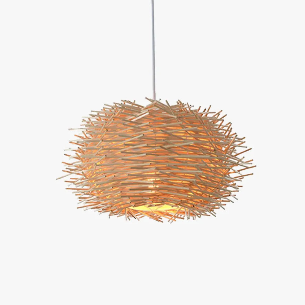 Brown Statement Pendant Light For Bedroom Ozawa Rattan Led Without Bulbs Ip20