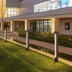 Black Post & Bollard Light Linear Pena Metal & Acrylic Outdoor Warm White Ip65 Led