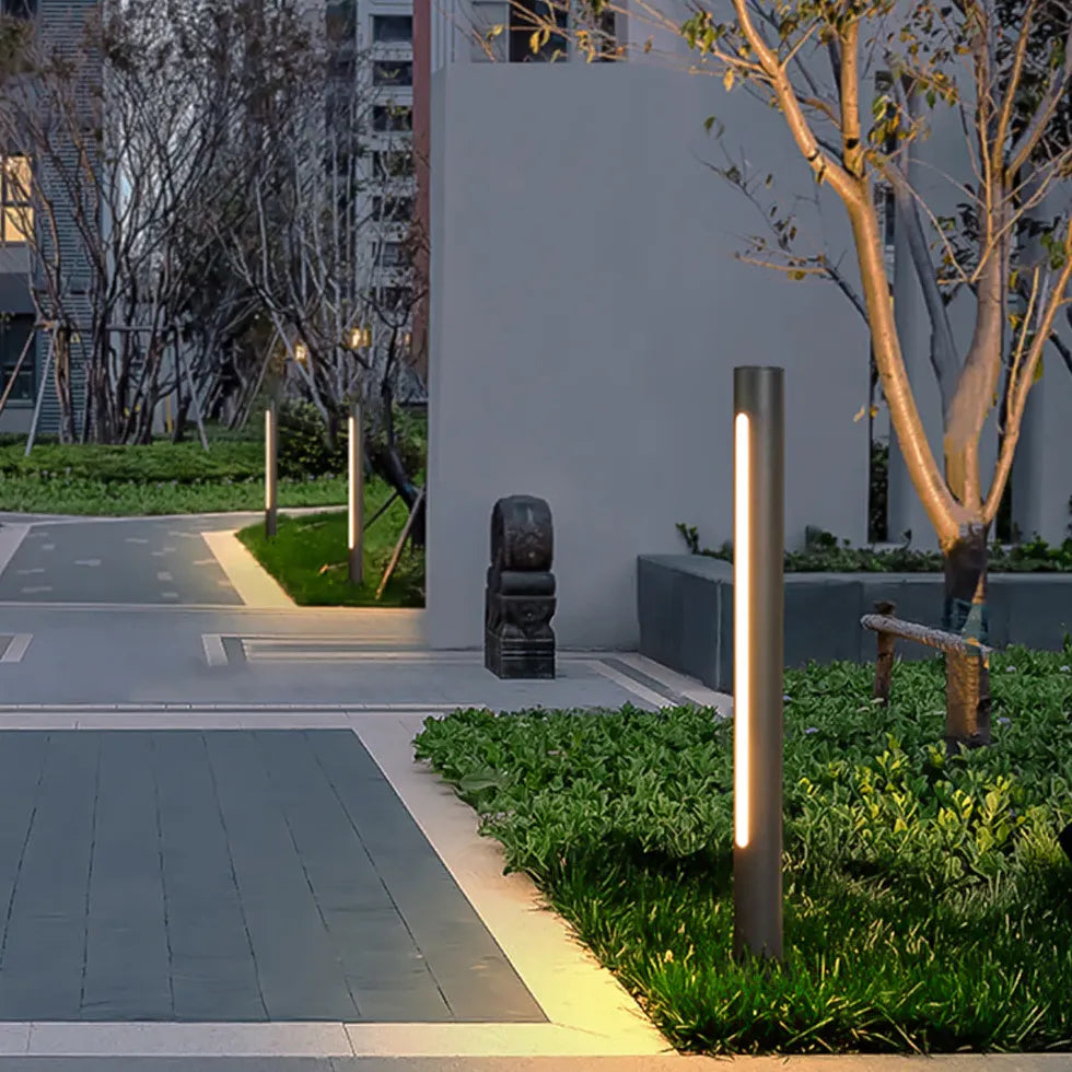 Black Post & Bollard Light Linear Pena Metal & Acrylic Outdoor Warm White Ip65 Led