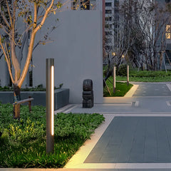 Black Post & Bollard Light Linear Pena Metal & Acrylic Outdoor Warm White Ip65 Led