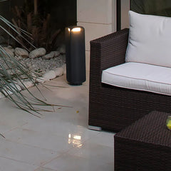 Black Outdoor Floor Lamp Cylinder Pena Metal Outdoor Warm White Ip65