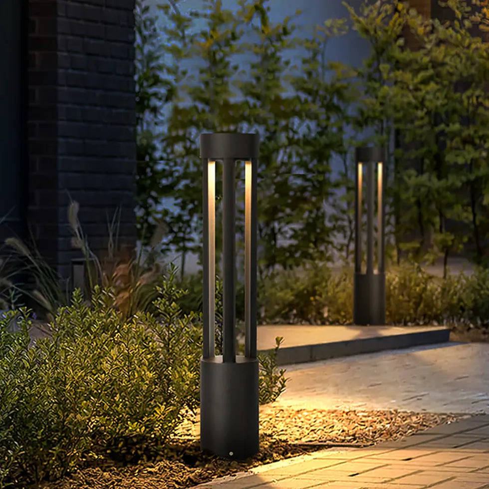 Black Pedestal Light Pena Metal Warm White Ip65 Led Outdoor