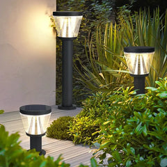 Black Solar Light Cone Pena Metal & Acrylic Cool White Solar Ip65 Outdoor Led