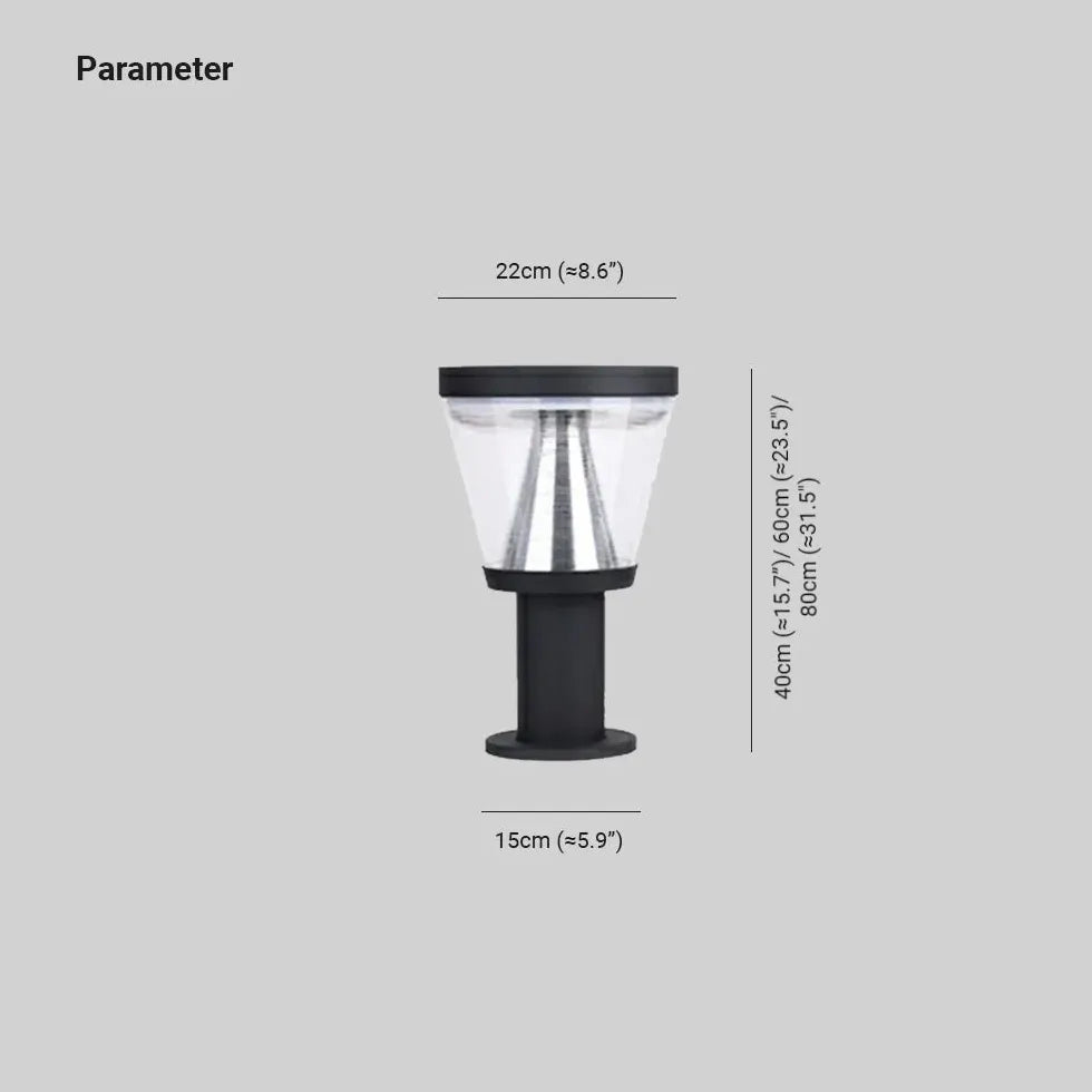 Black Solar Light Cone Pena Metal & Acrylic Cool White Solar Ip65 Outdoor Led