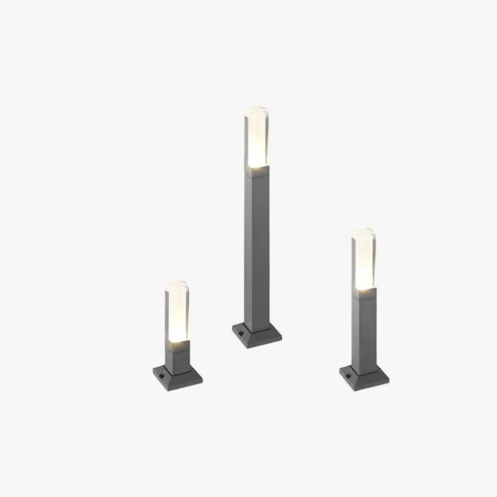 Black Post & Bollard Light Rectangular Pena Metal & Acrylic Outdoor