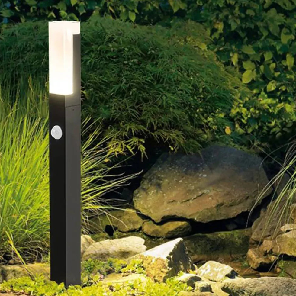 Black Post & Bollard Light Rectangular Pena Metal & Acrylic Outdoor