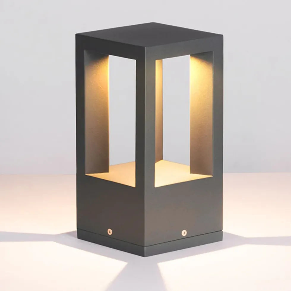 Black Pedestal Light Rectangular Pena Metal Led