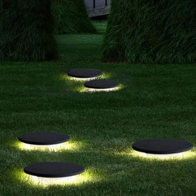 Black Deck & Ground Light Round Pena Metal Warm White Outdoor Solar Ip65