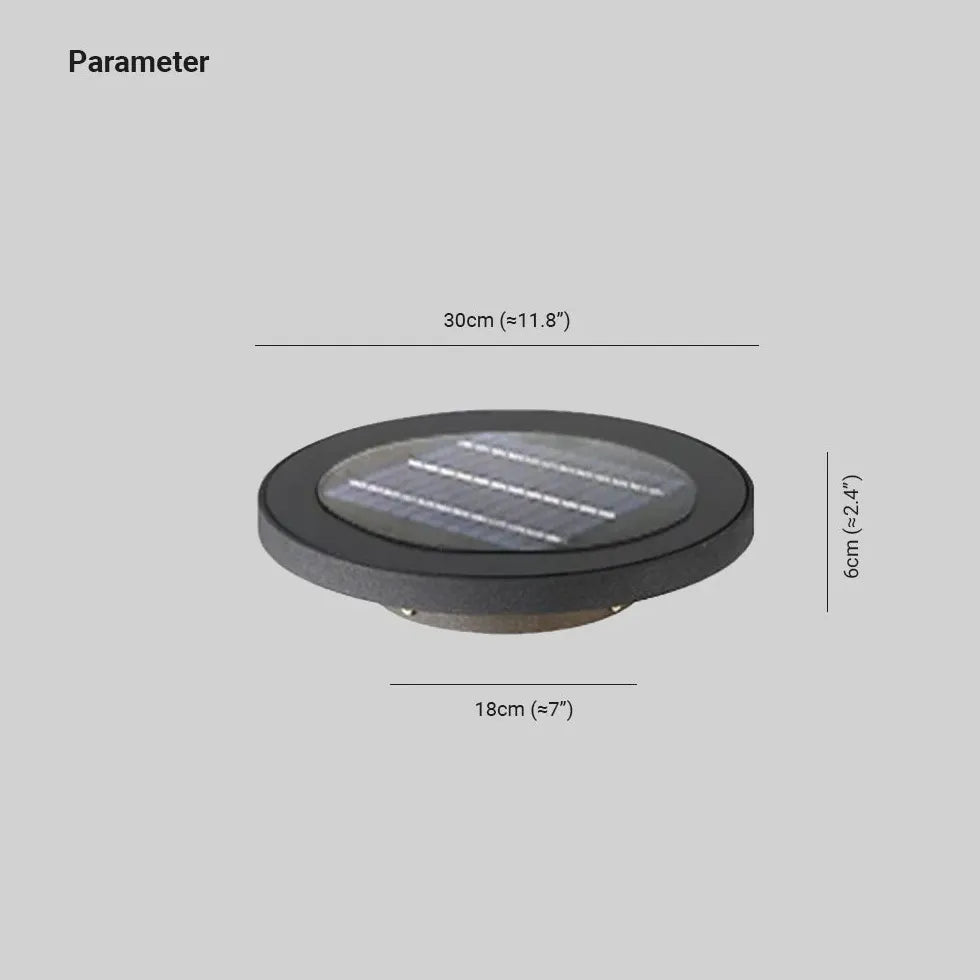 Black Deck & Ground Light Round Pena Metal Warm White Outdoor Solar Ip65