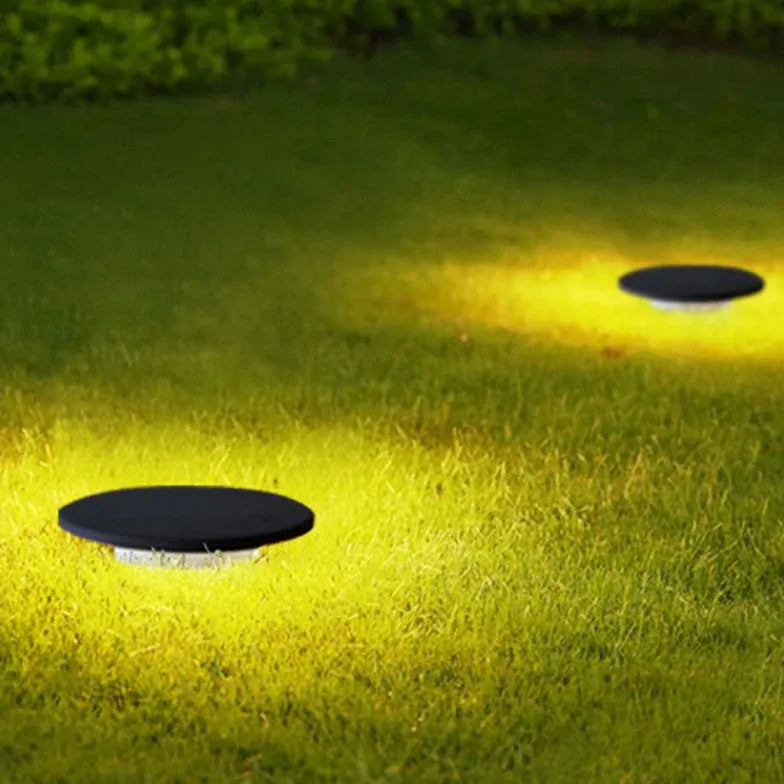 Black Deck & Ground Light Round Pena Metal Warm White Outdoor Solar Ip65