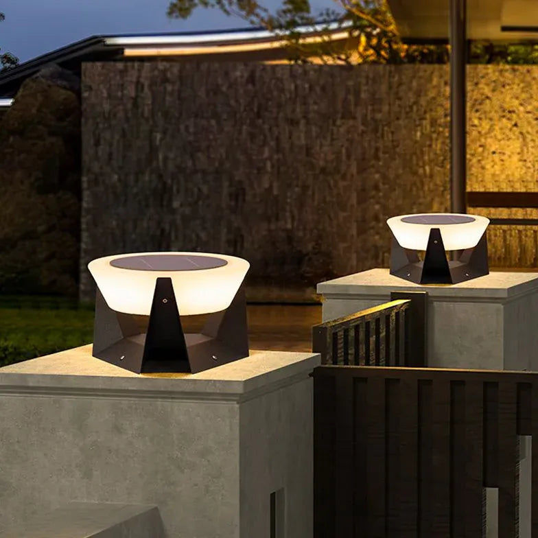 Black Solar Light Round Pena Metal & Acrylic Outdoor Warm White Ip65