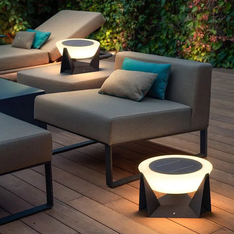 Black Solar Light Round Pena Metal & Acrylic Outdoor Warm White Ip65