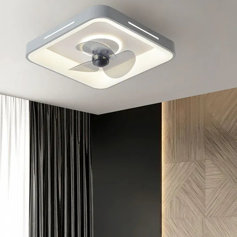 Ceiling Fan With Light For Bedroom Round Quinn Metal Dimmable