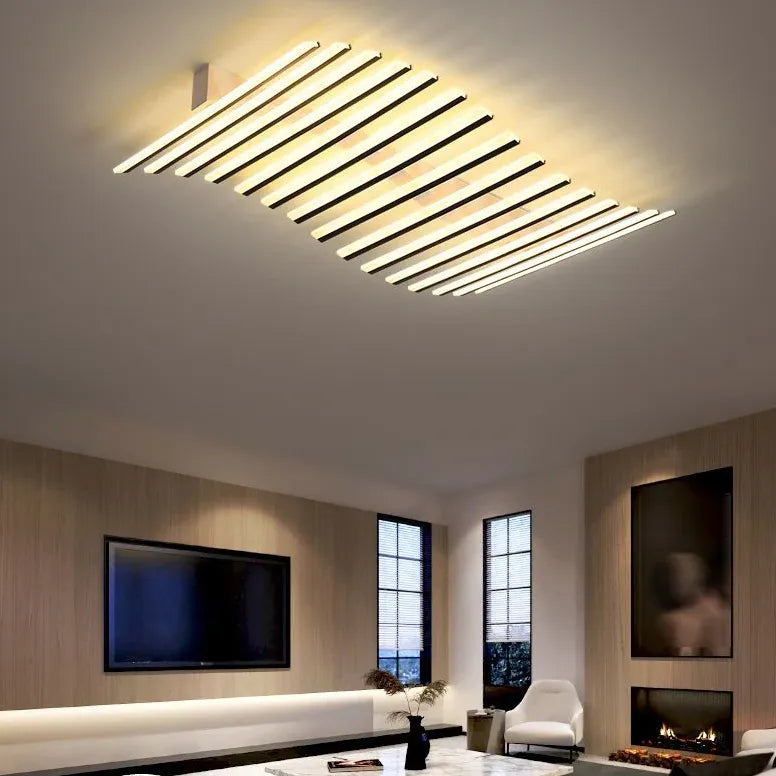 Black Flush Light For Bedroom Linear Quinn Metal & Acrylic Led Ip20