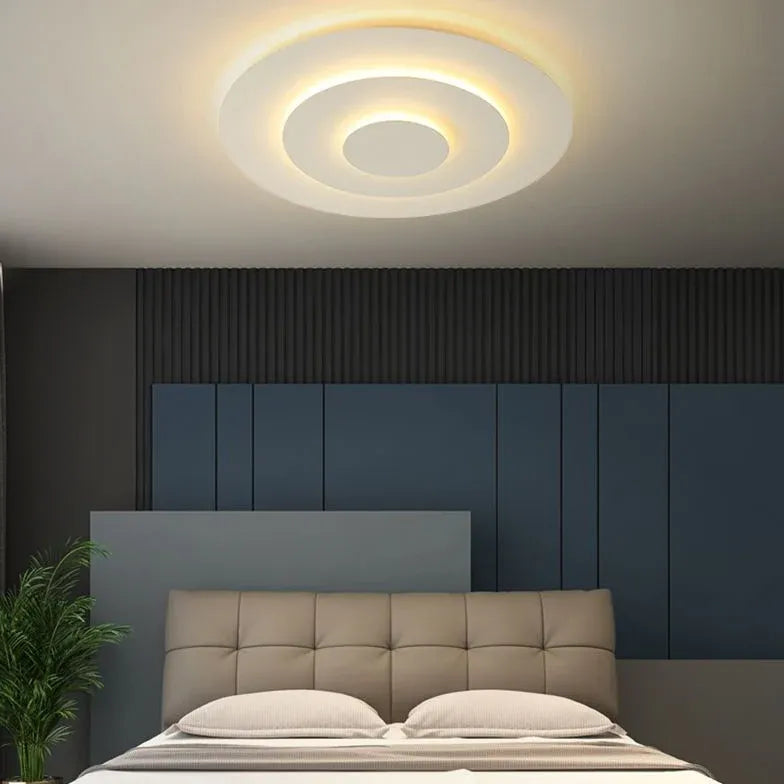 White Low Ceiling Light For Bedroom Round Quinn Metal & Acrylic Led Warm White Ip20