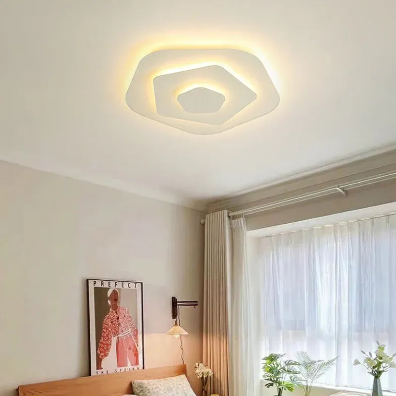 White Low Ceiling Light For Bedroom Round Quinn Metal & Acrylic Led Warm White Ip20