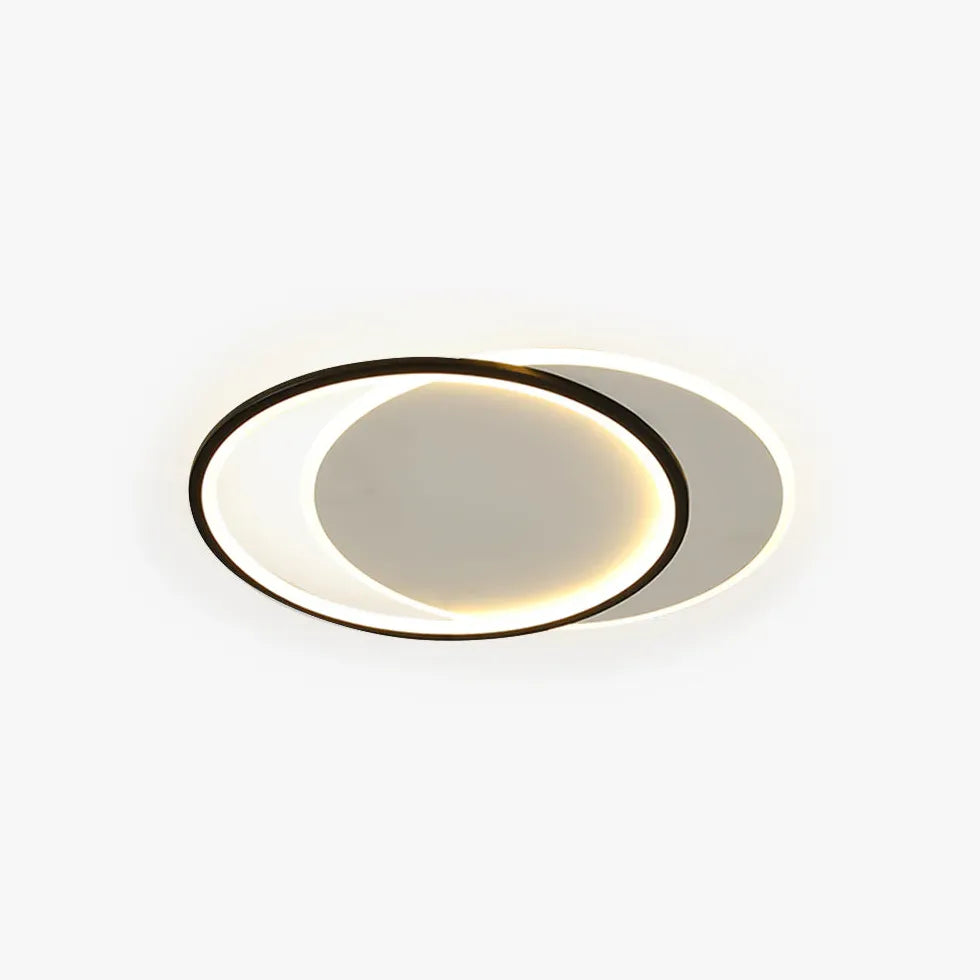 Black Flush Light For Bedroom Round Quinn Metal & Acrylic Ip20 Led