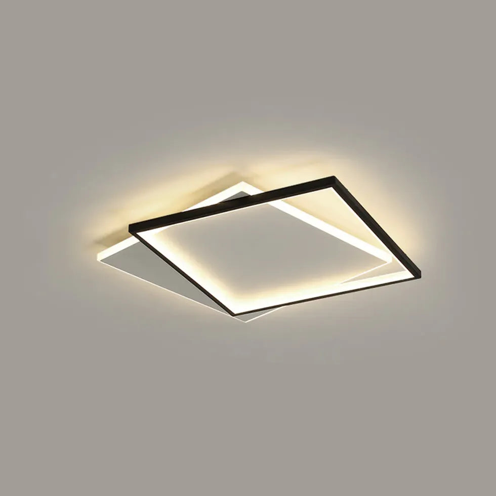 Black Flush Light For Bedroom Round Quinn Metal & Acrylic Ip20 Led