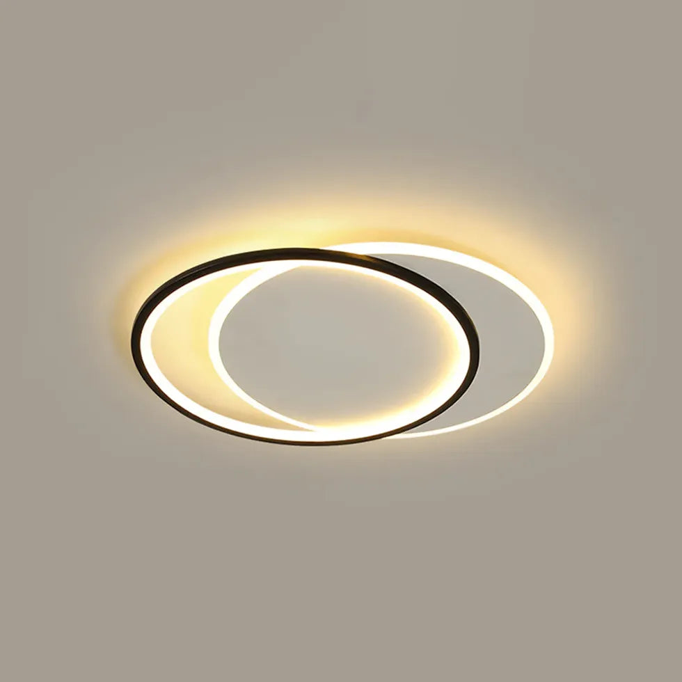 Black Flush Light For Bedroom Round Quinn Metal & Acrylic Ip20 Led