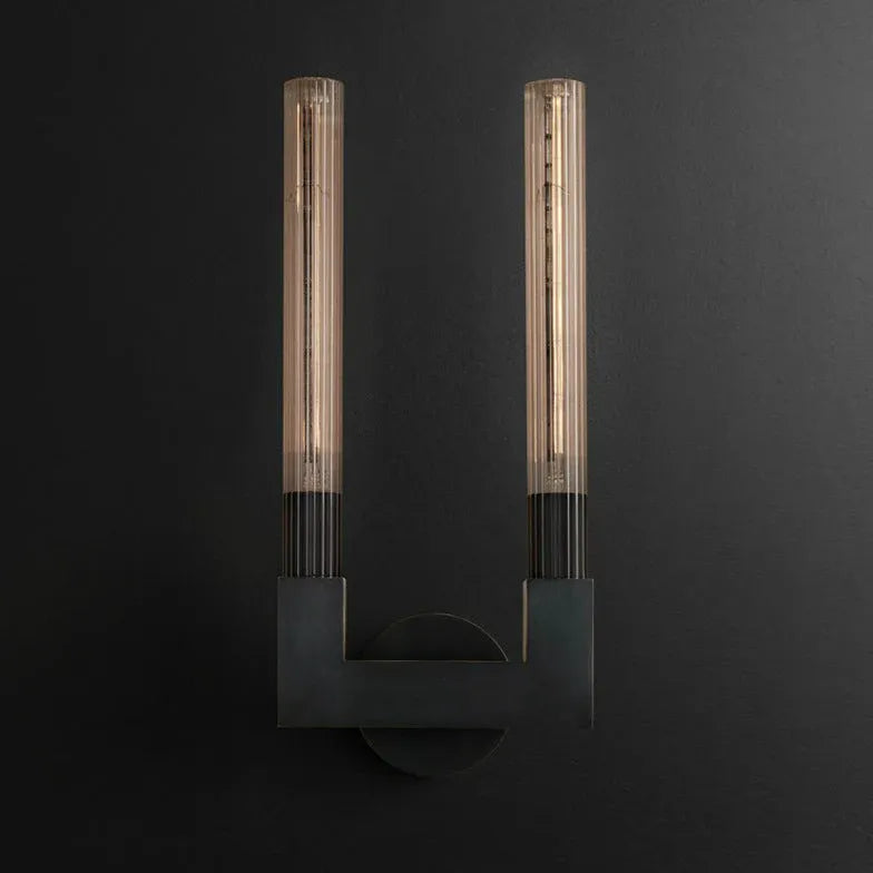 Double Arm Wall Light For Bedroom Quinn Metal & Glass Without Bulbs