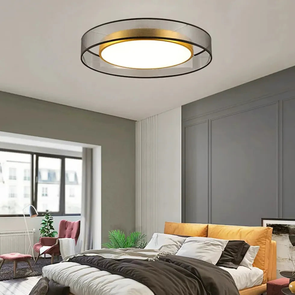 Gold Low Ceiling Light For Bedroom Round Quinn Metal & Pvc Ip20