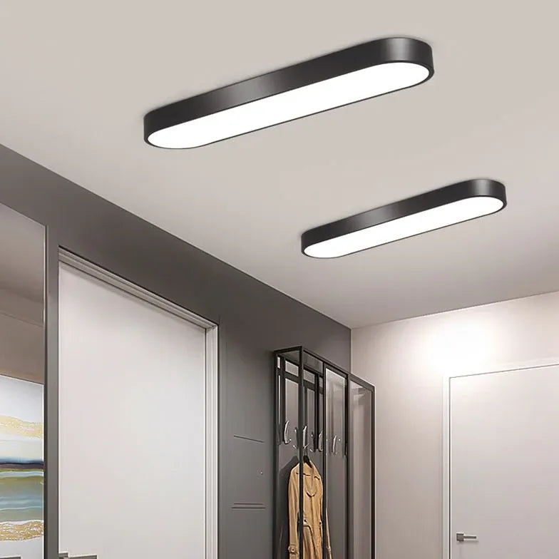 Black Flush Light For Bedroom Oval Quinn Metal & Acrylic Ip20