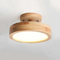 Flush Light For Bedroom Round Quinn Wood Dimmable