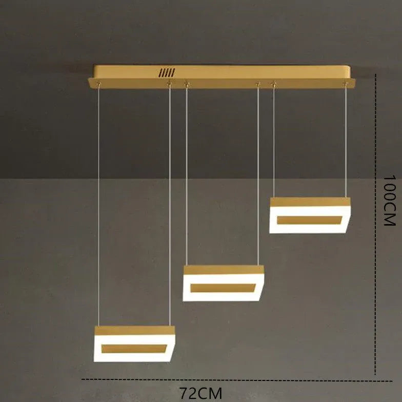 Gold Statement Pendant Light For Office Square Modern Metal