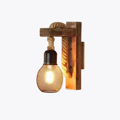 Flush Wall Light For Bedroom Retro Wood E27