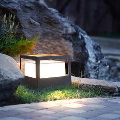 Black Solar Light Cylinder Riley Metal & Acrylic Outdoor Ip65 Led Dimmable Solar