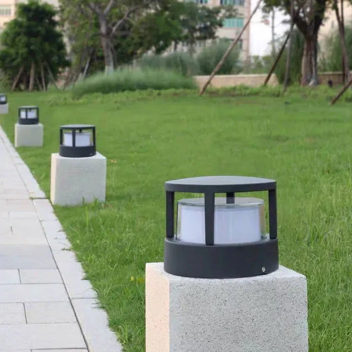 Black Solar Light Cylinder Riley Metal & Acrylic Outdoor Ip65 Led Dimmable Solar