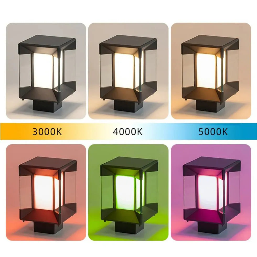 Black Solar Light Rectangular Riley Metal Outdoor Rgb Led Solar