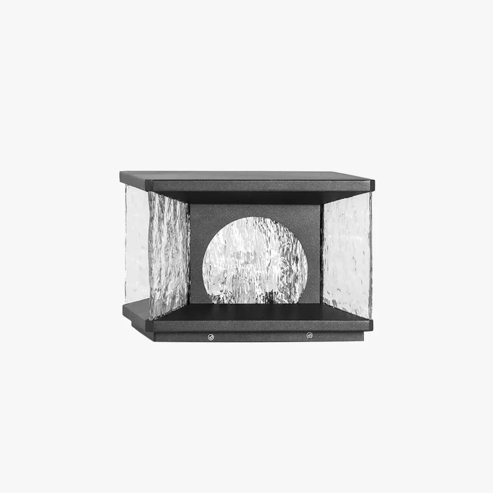 Black Solar Hybrid Rectangular Riley Metal & Glass Outdoor Led Ip65 Solar Warm White