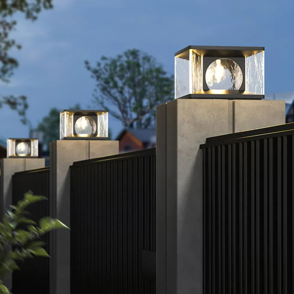 Black Solar Hybrid Rectangular Riley Metal & Glass Outdoor Led Ip65 Solar Warm White