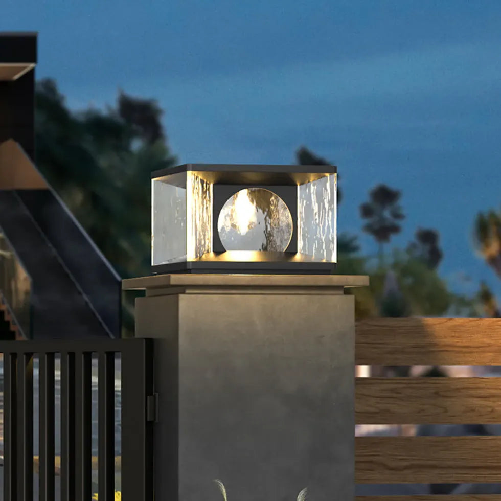 Black Solar Hybrid Rectangular Riley Metal & Glass Outdoor Led Ip65 Solar Warm White