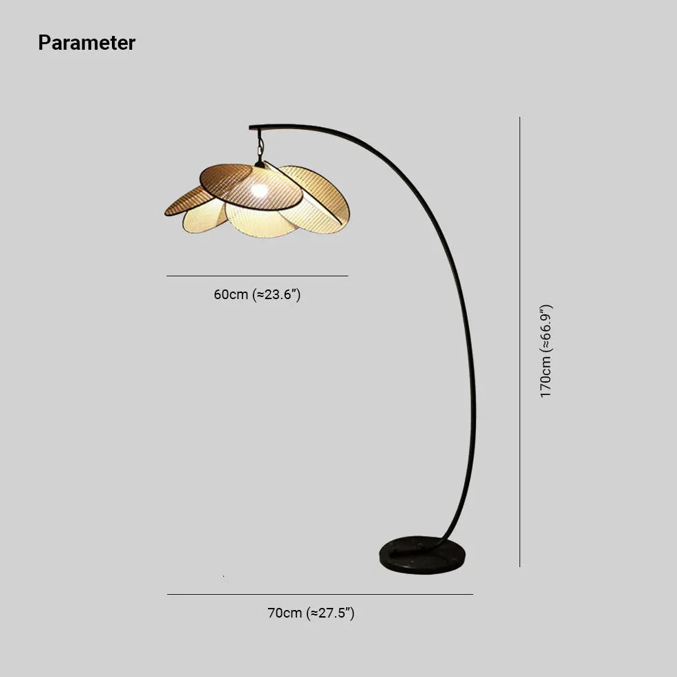 Floor Lamp For Bedroom Ritta Metal & Rattan Plug Ip20 Led