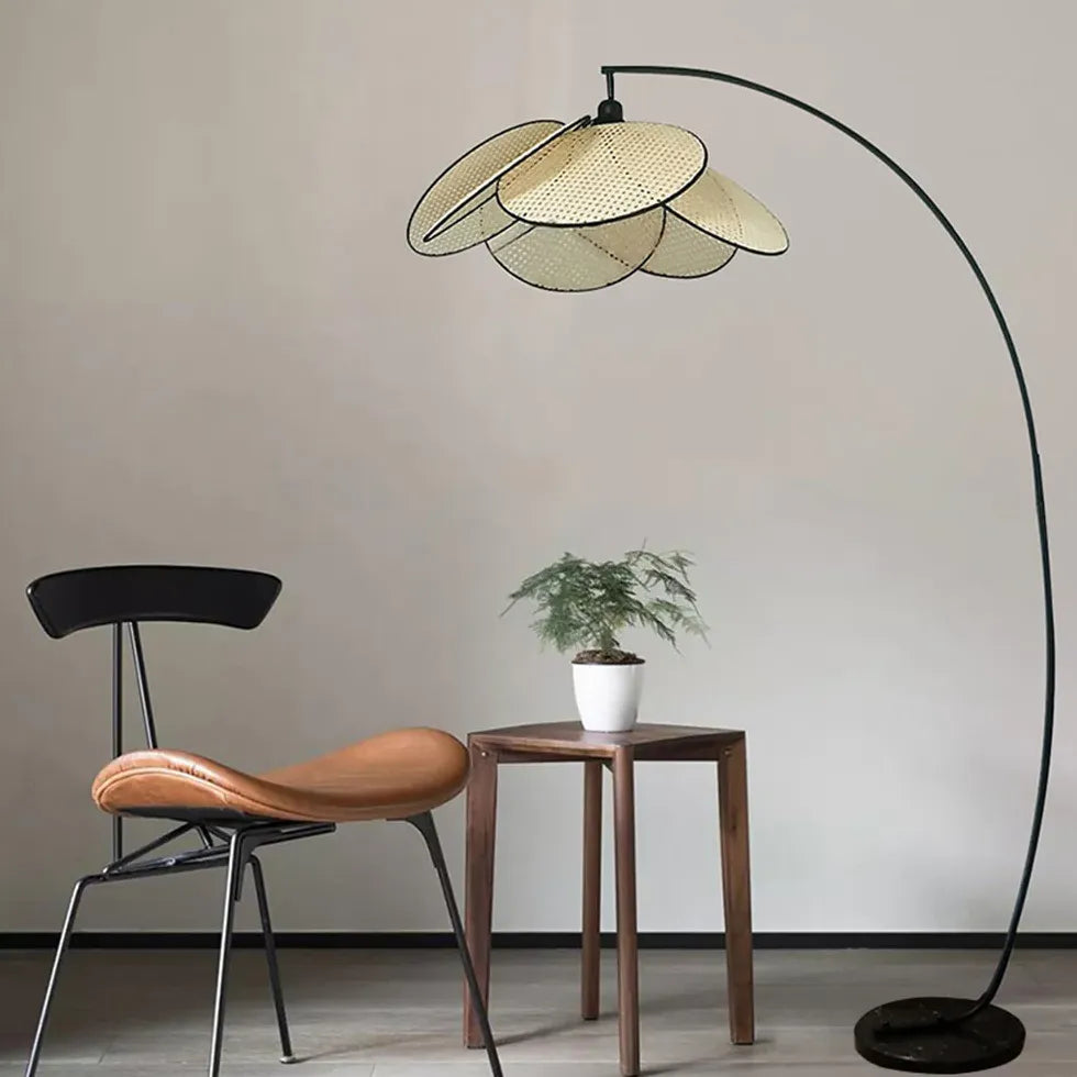 Floor Lamp For Bedroom Ritta Metal & Rattan Plug Ip20 Led