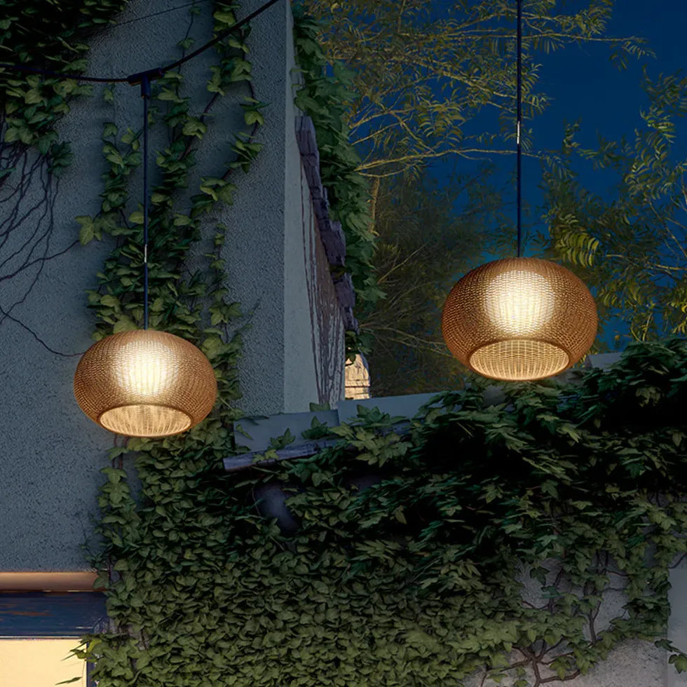 Gold Lanterns Ritta Bamboo Outdoor Led