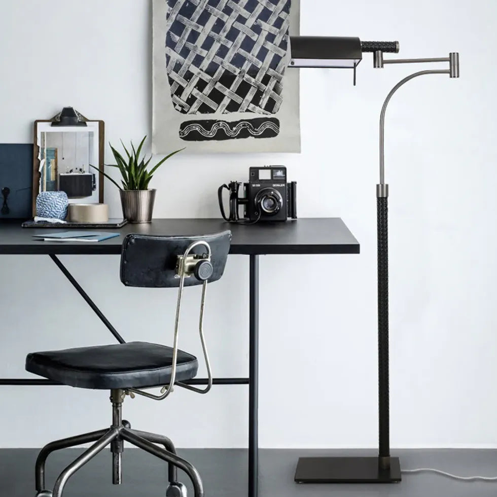 Black Floor Lamp For Bedroom Salgado Leather Led Plug