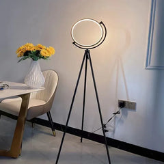 Black Tripod Floor Lamp For Study Room Circle Salgado Meta Led Plug Ip20