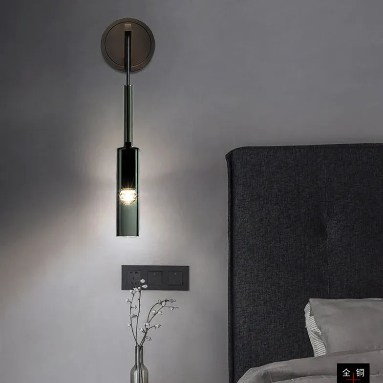 Black Bedside Pendant Light For Bedroom Sanna Metal & Glass Warm White Led