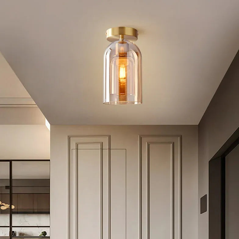 Grey Flush Light For Bedroom Cylinder Sanna Pure Copper