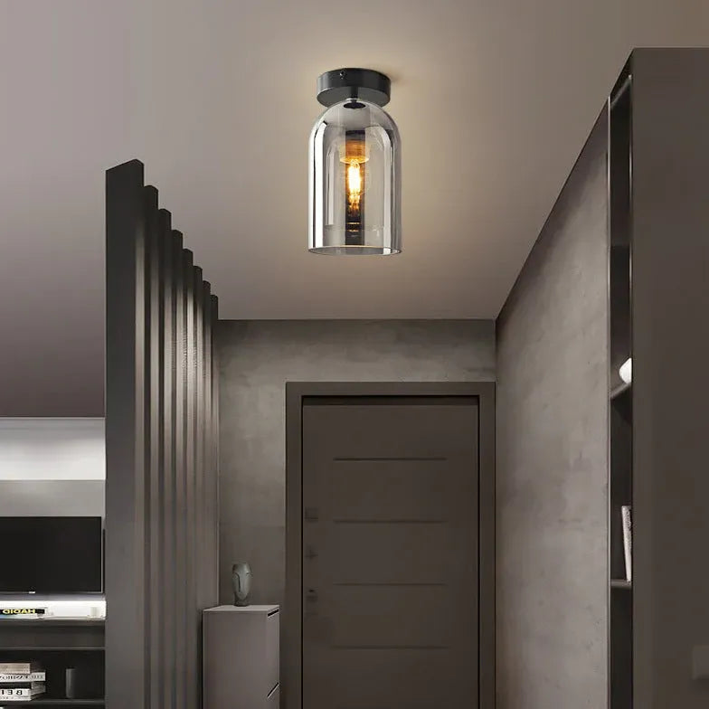 Grey Flush Light For Bedroom Cylinder Sanna Pure Copper