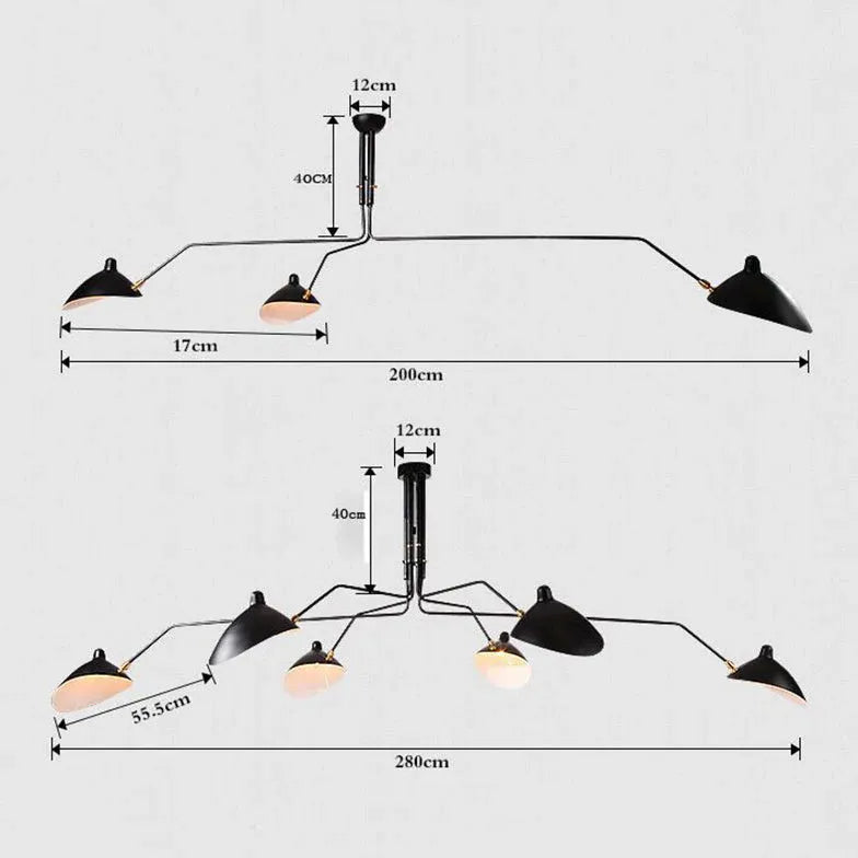 Black Semi-flush Light For Study Room Industry Metal Led