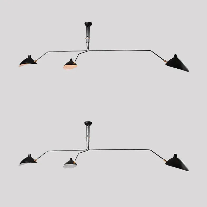 Black Semi-flush Light For Study Room Industry Metal Led