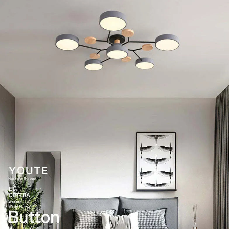 Semi-flush Light For Bedroom Sienna Metal & Wood Ip20 Led