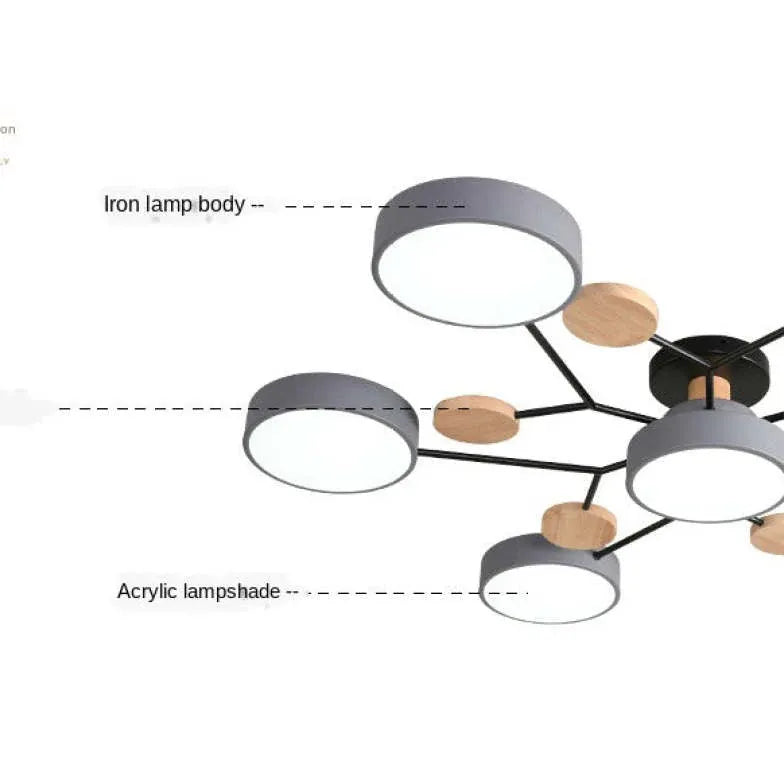 Semi-flush Light For Bedroom Sienna Metal & Wood Ip20 Led