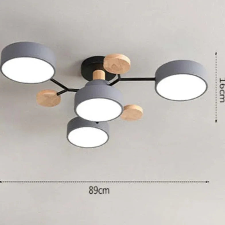 Semi-flush Light For Bedroom Sienna Metal & Wood Ip20 Led